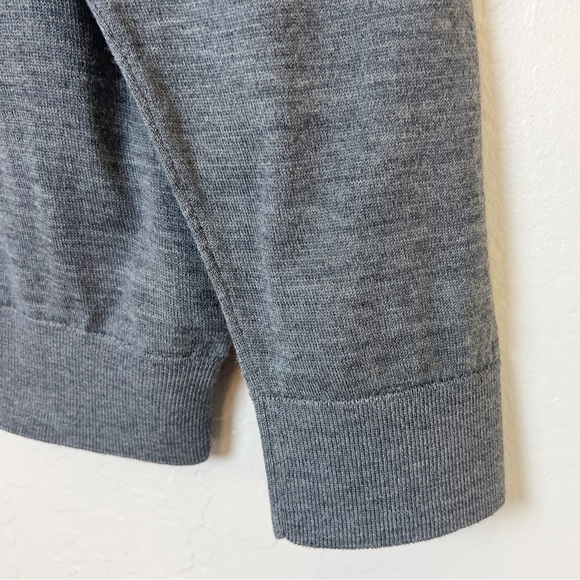 •ROBERT BARAKETT• Grey Swanson Engineered Striped Wool Crewneck Sweater Size XL - Picture 9 of 13